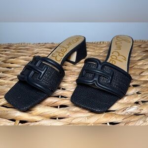 Sam Edelman Black Woven Open-Toe Mules